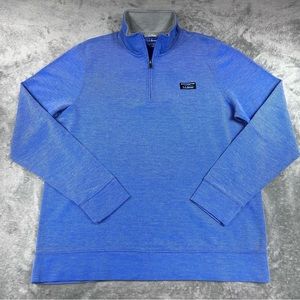 L.L. Bean 1/4 Zip Pullover Sweater Mens Large Blue Outdoor Long Sleeve With Logo